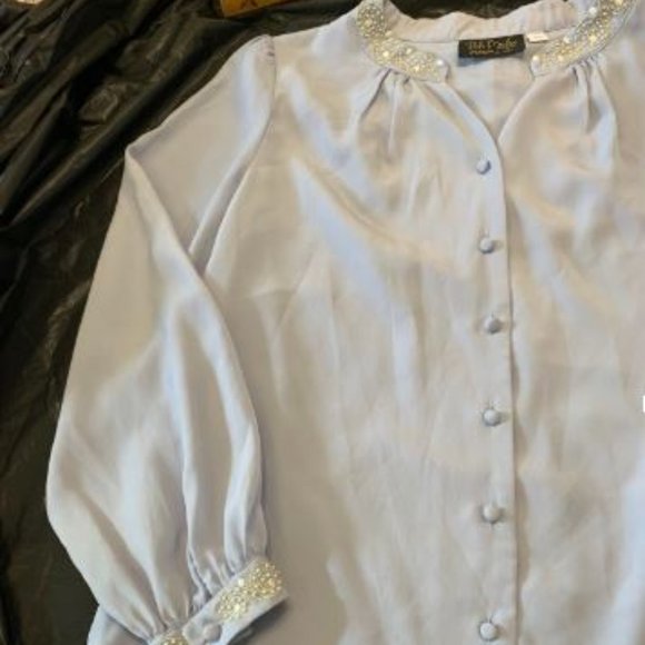 Bob Mackie Blouse Long Sleeve  Purple Vintage L - Picture 7 of 8